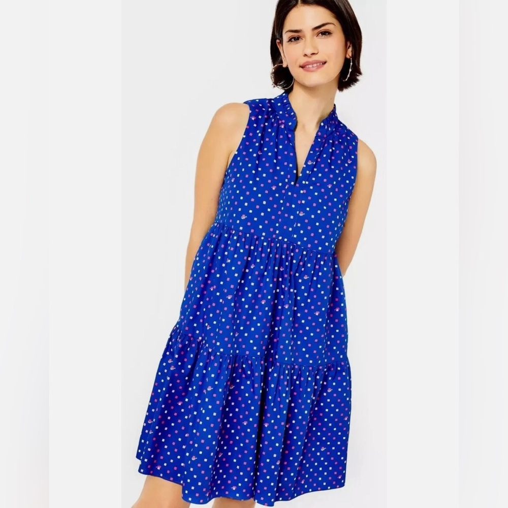 Lilly Pulitzer Novella Cotton Poplin Swing Dress Borealis Blue XL